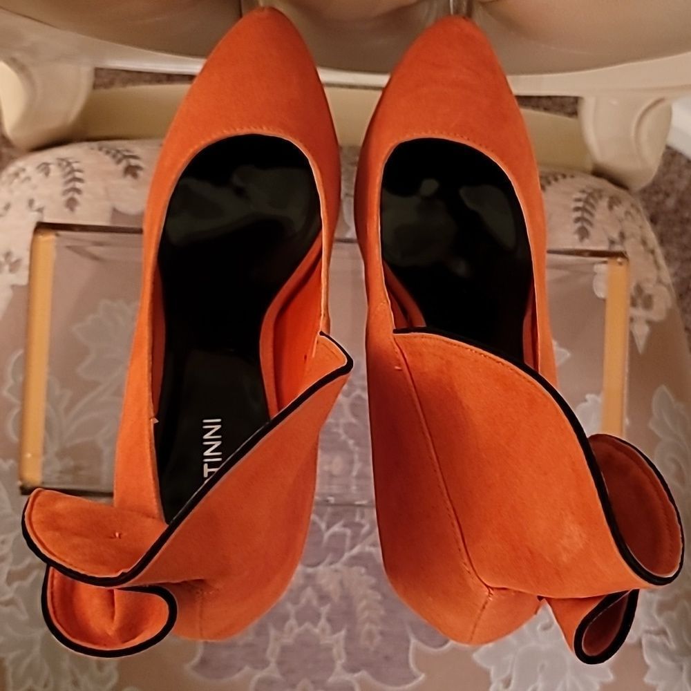 Bertinni Orange Suede Stilettos - Picture 11 of 16